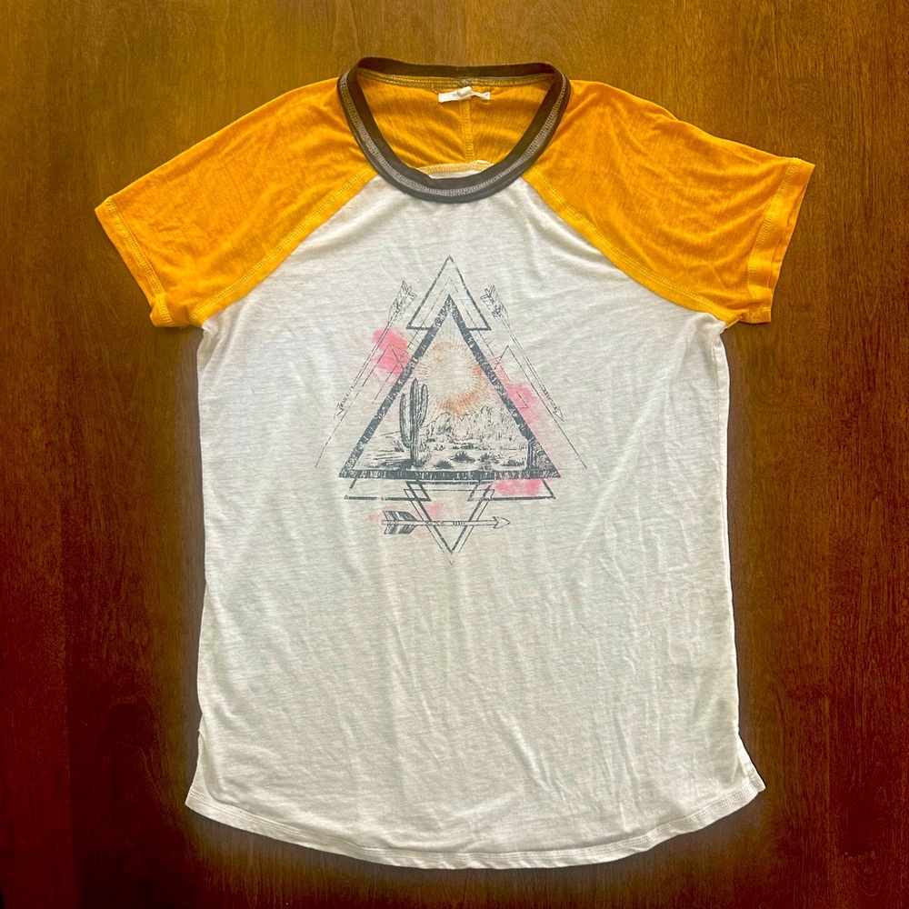 Maurices Raglan Tee - Mustard and Cream